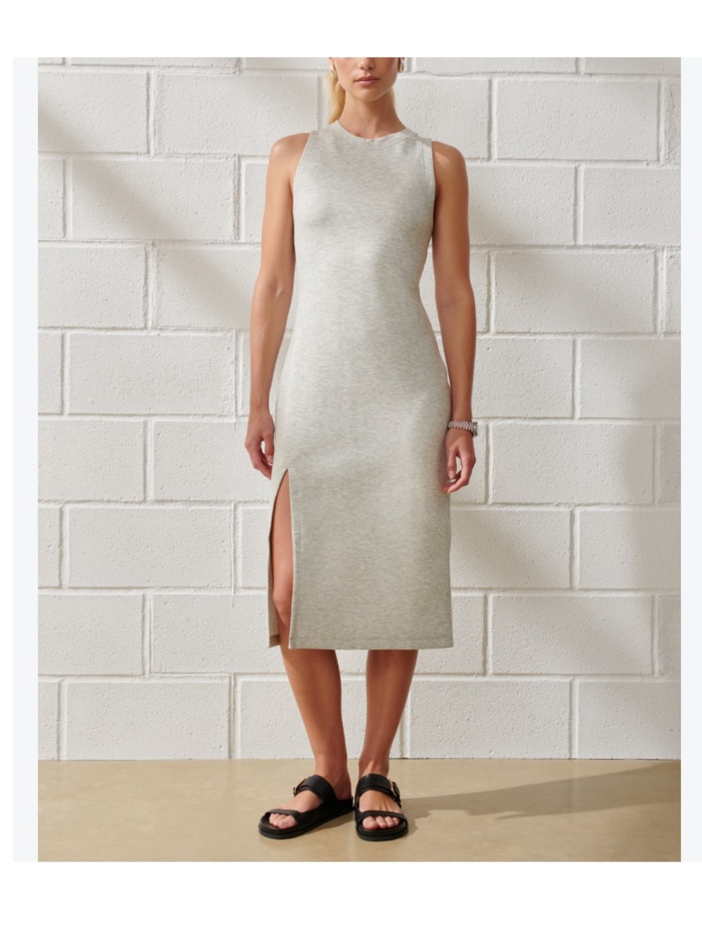 Abercrombie & Fitch YPB neoKnit Unlined Column Midi Dress Heather Gray Size M